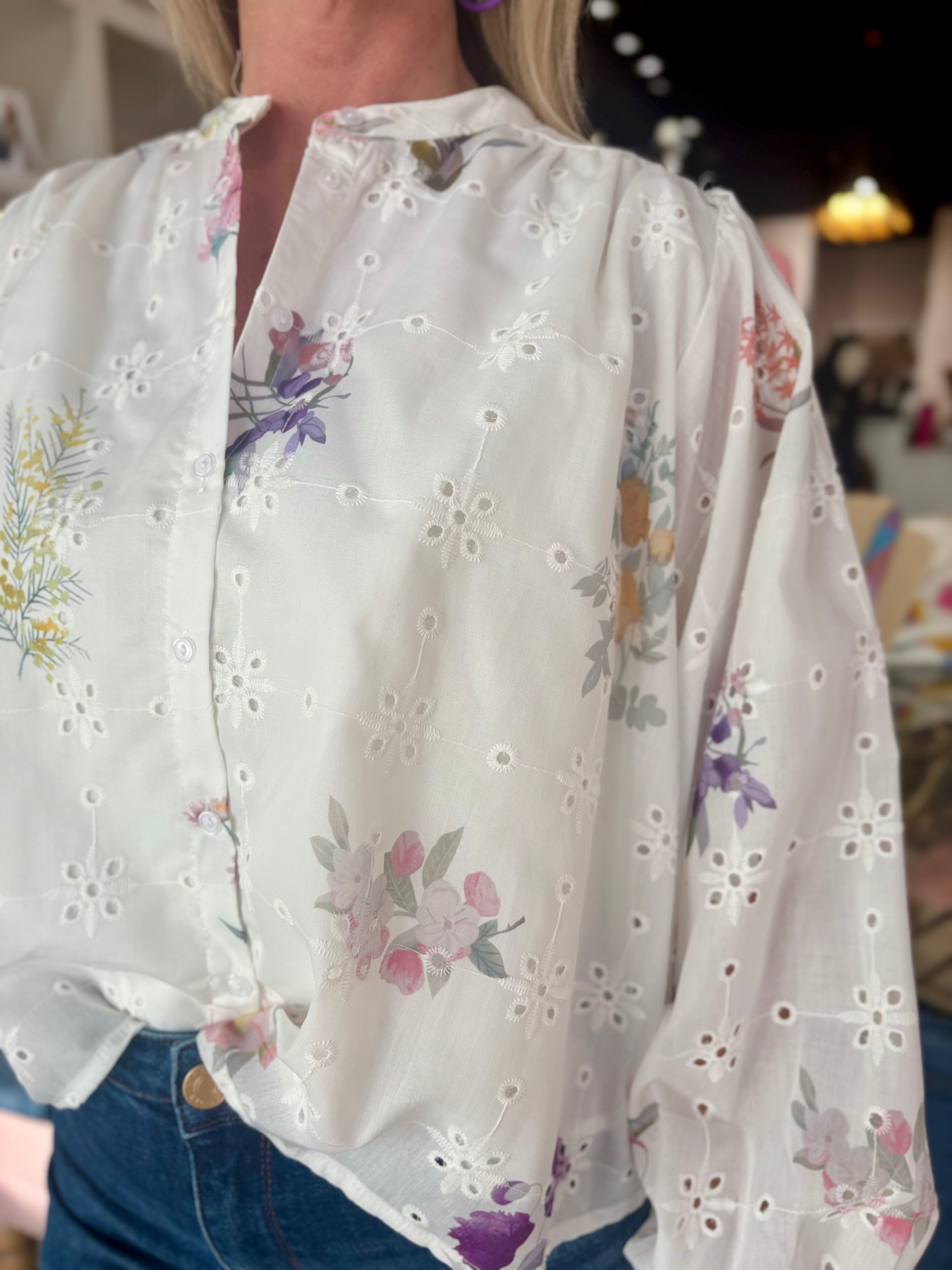 Floral Eyelet Blouse