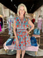 Bindu Mini Celine Dress Ruby/Blue
