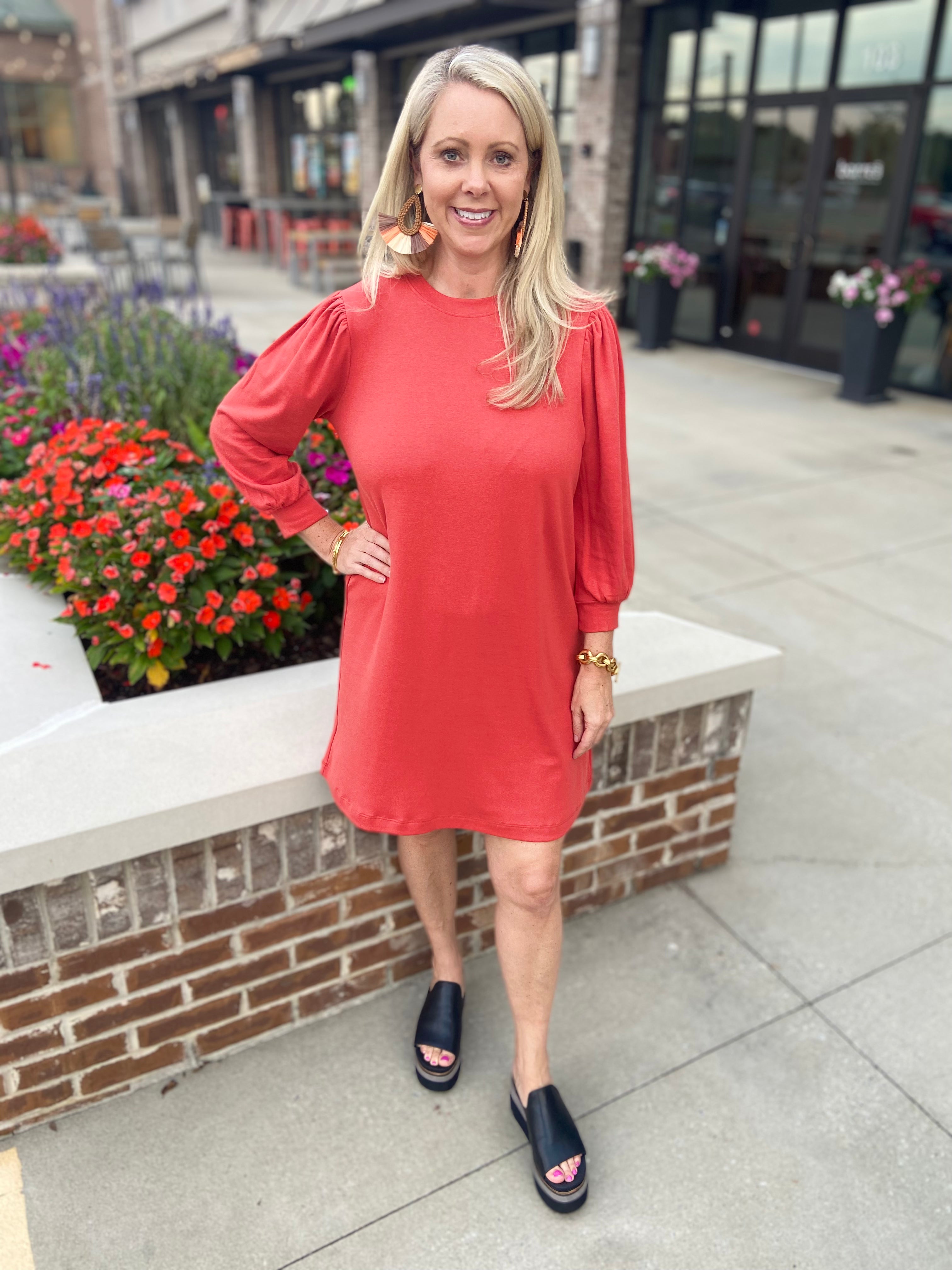 Burnt orange t shirt dress best sale
