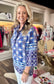Jade Placket Tunic Blue Damask