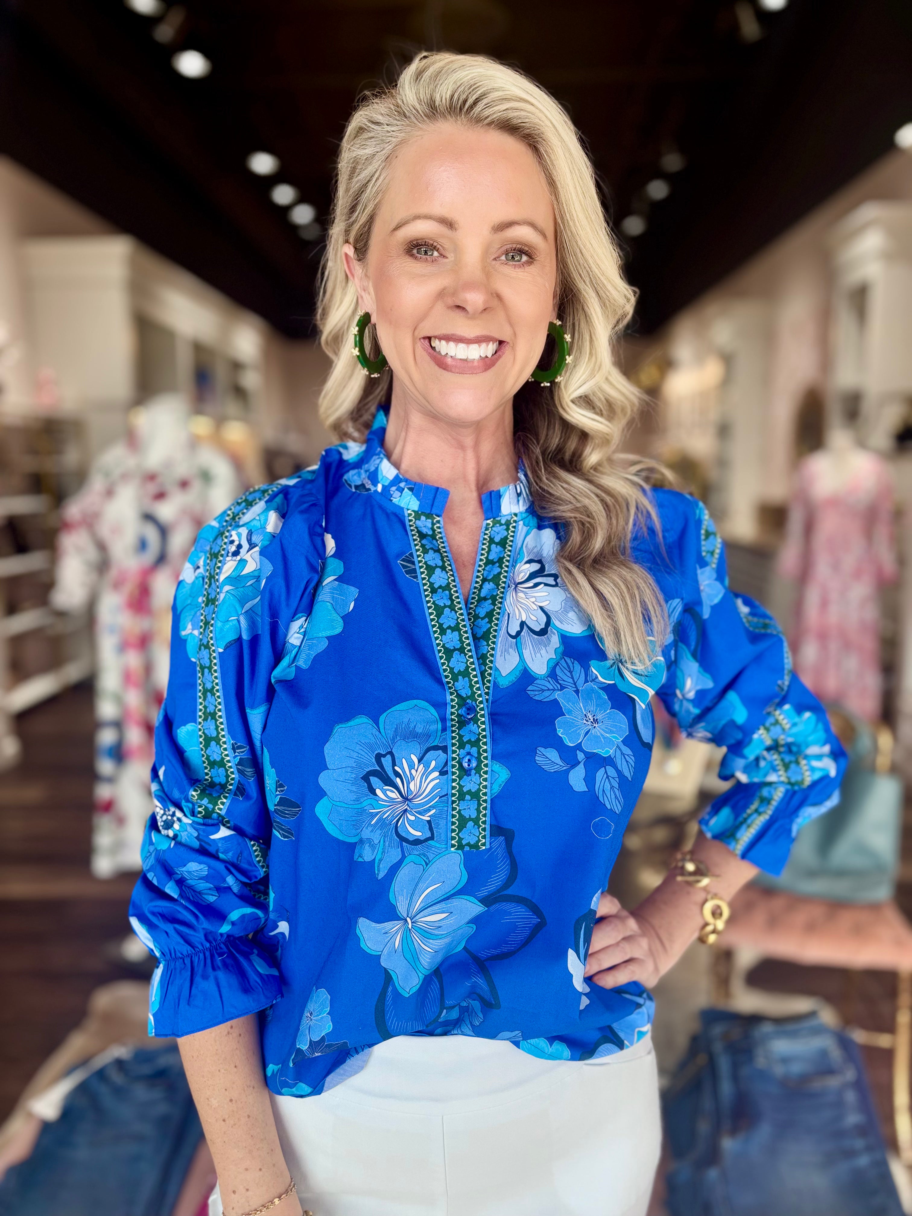 Maude Vivante Ashley Top Sapphire Florals