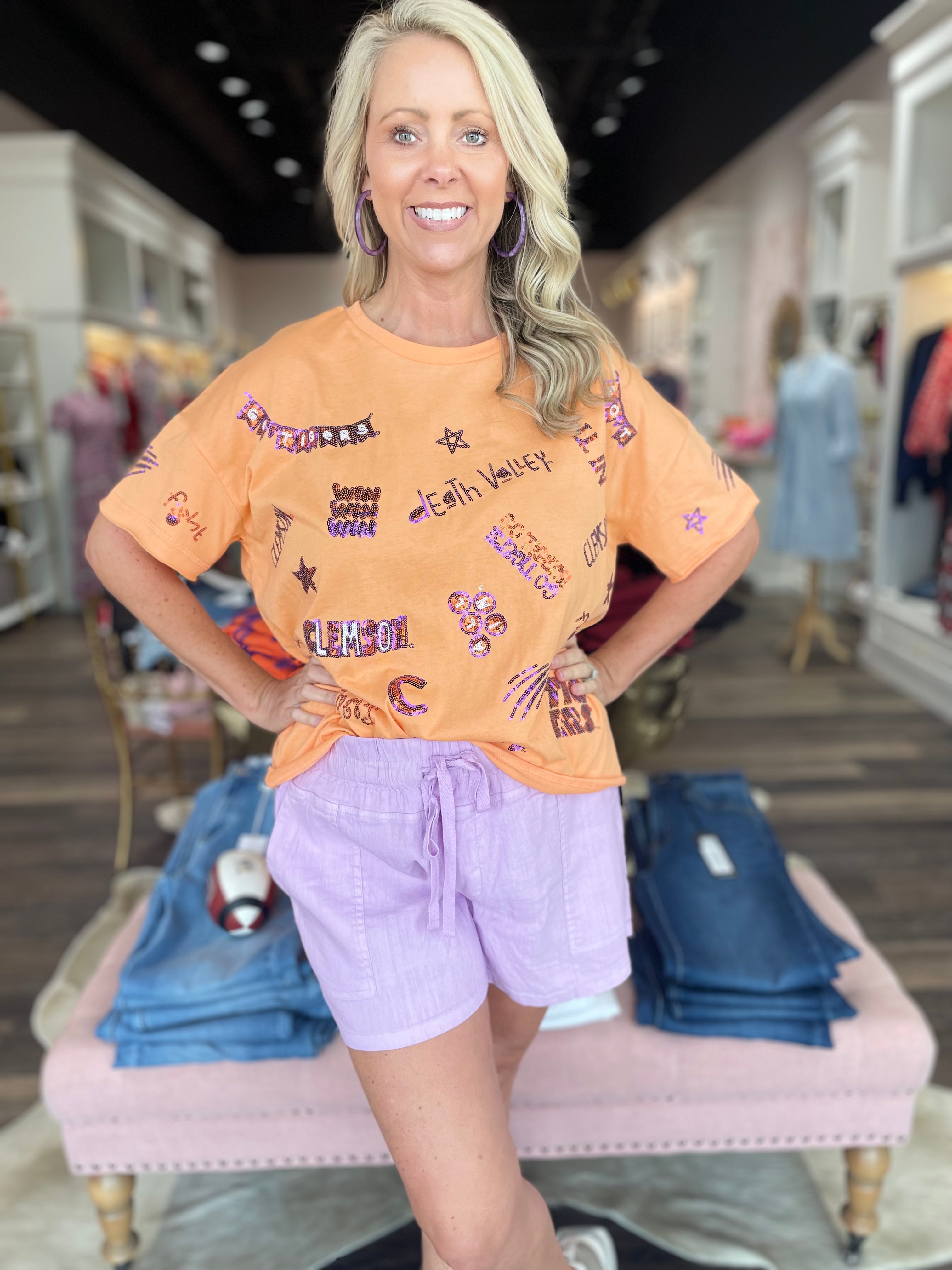 The Sequin Boxy Tee Clemson