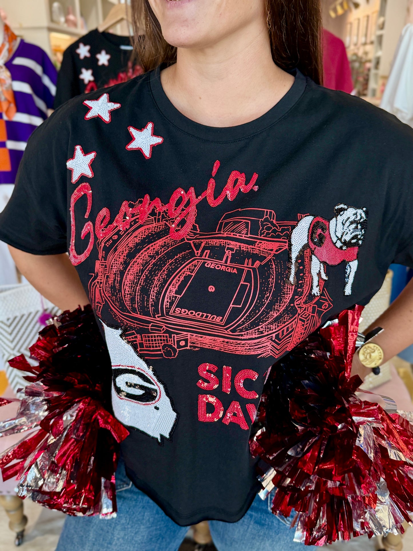 The Fourth Quarter Sequin Tee Georgia