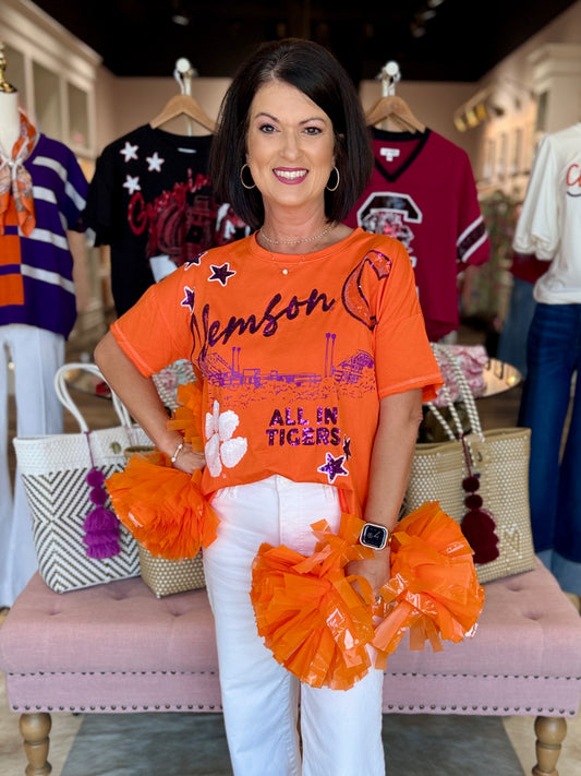 The Fourth Quarter Sequin Tee Clemson