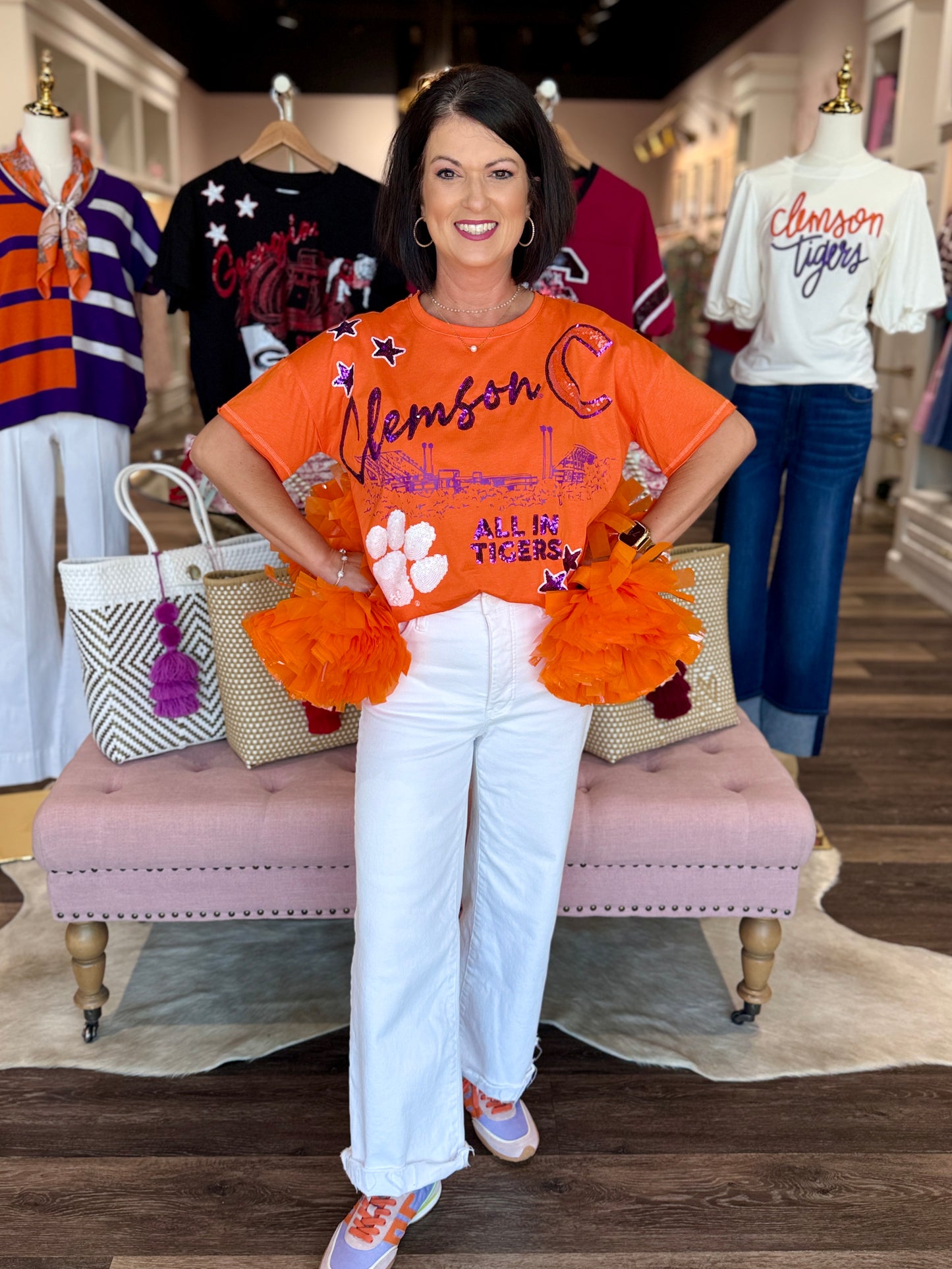 The Fourth Quarter Sequin Tee Clemson