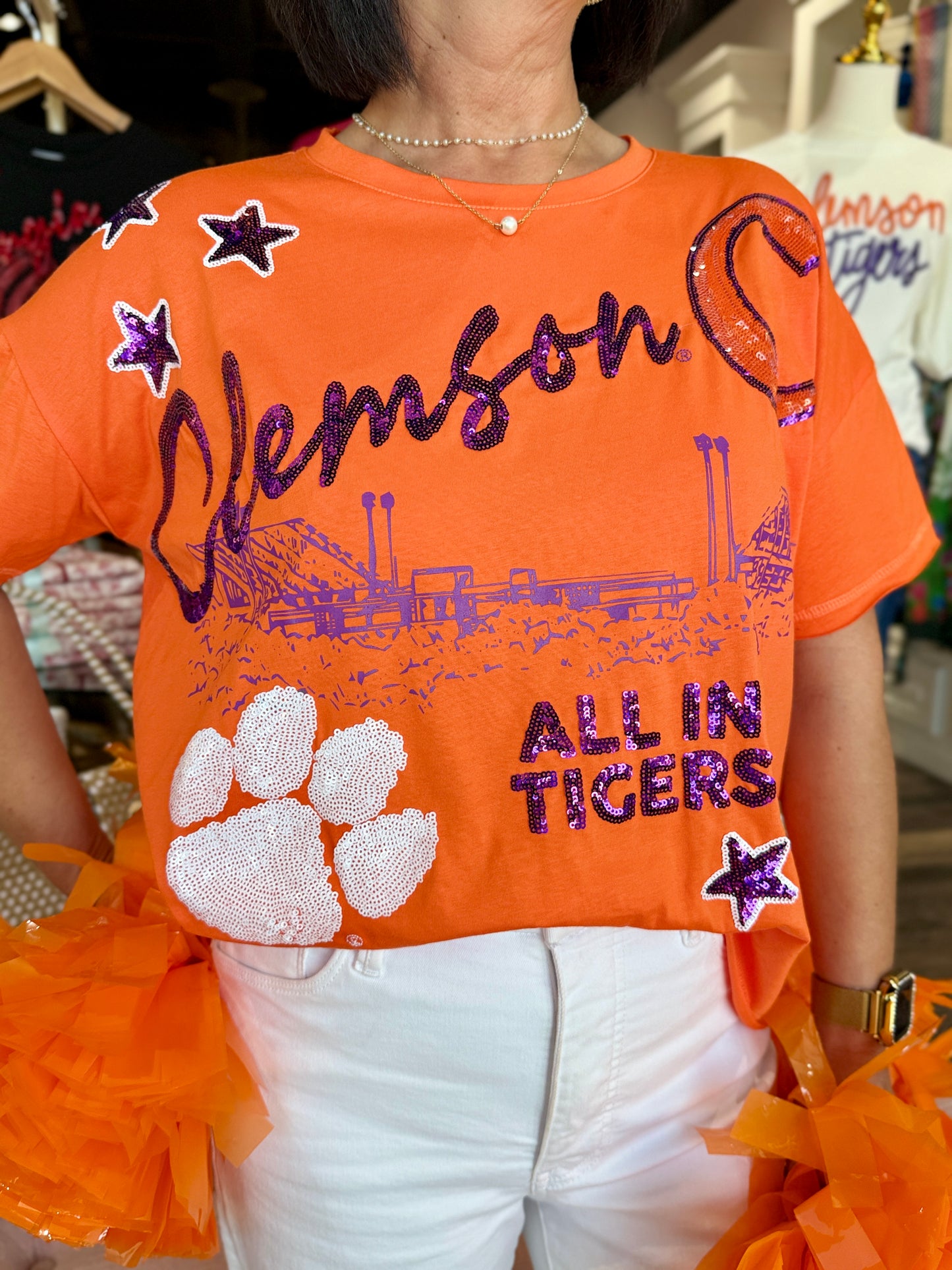 The Fourth Quarter Sequin Tee Clemson