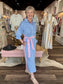 Caryn Lawn Libby Stripe Dress Wedgewood