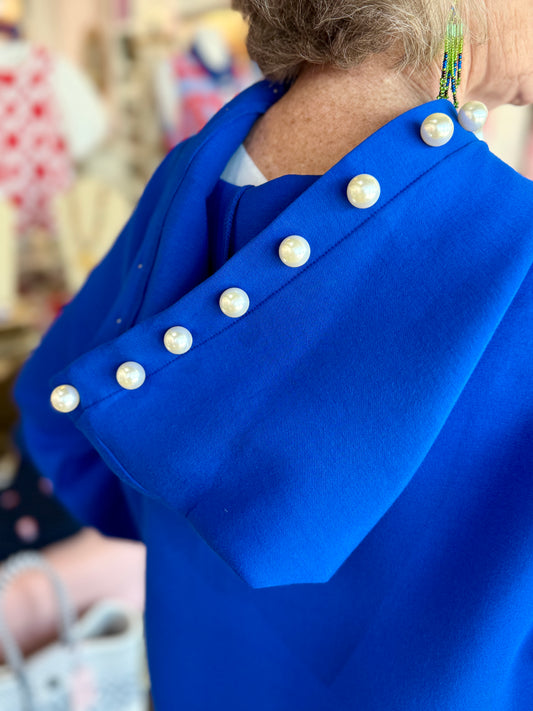 Joh Apparel Francine French Scuba Pearl Hoodie Cobalt