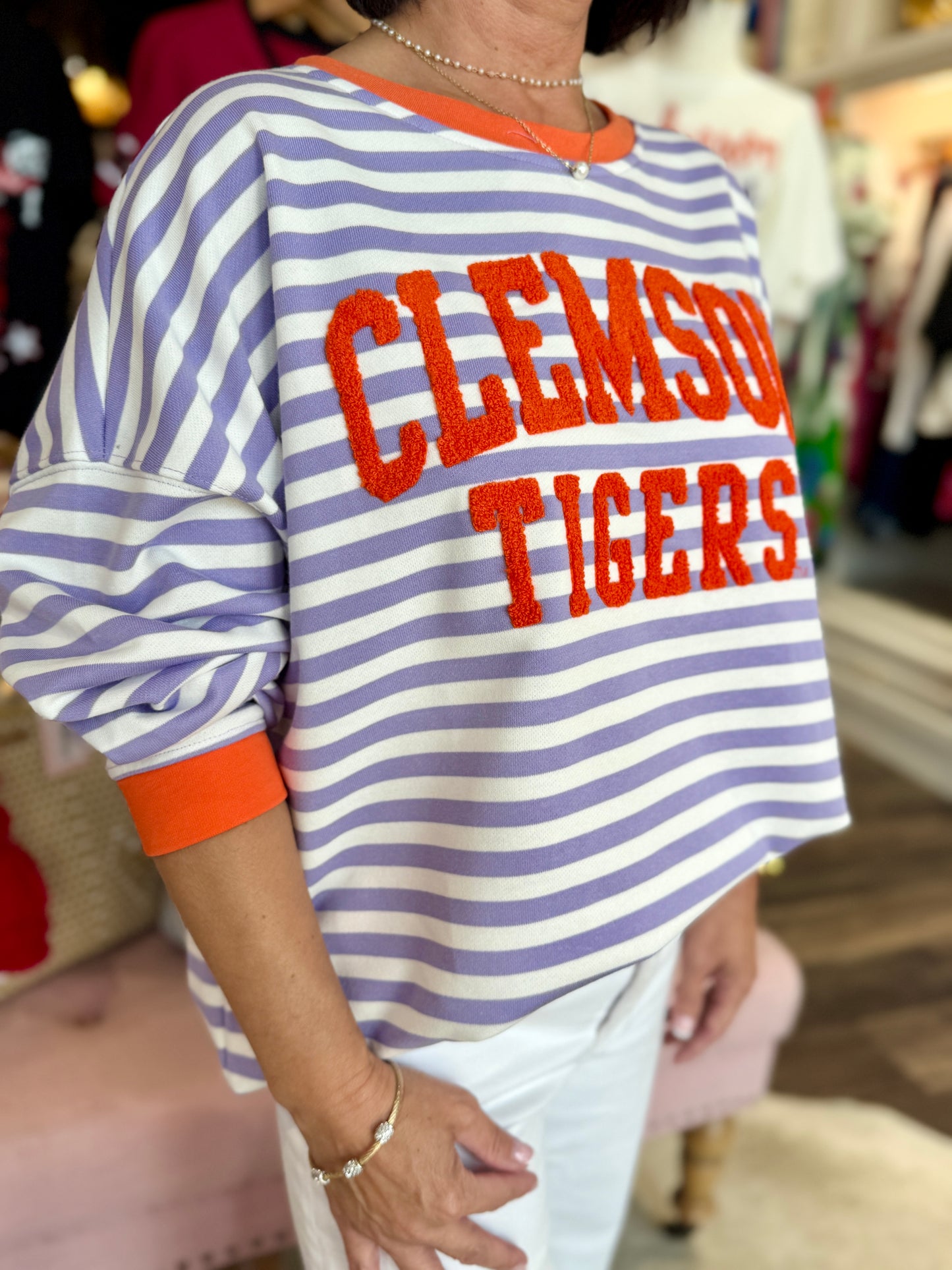 The Society Stripe Pullover Clemson