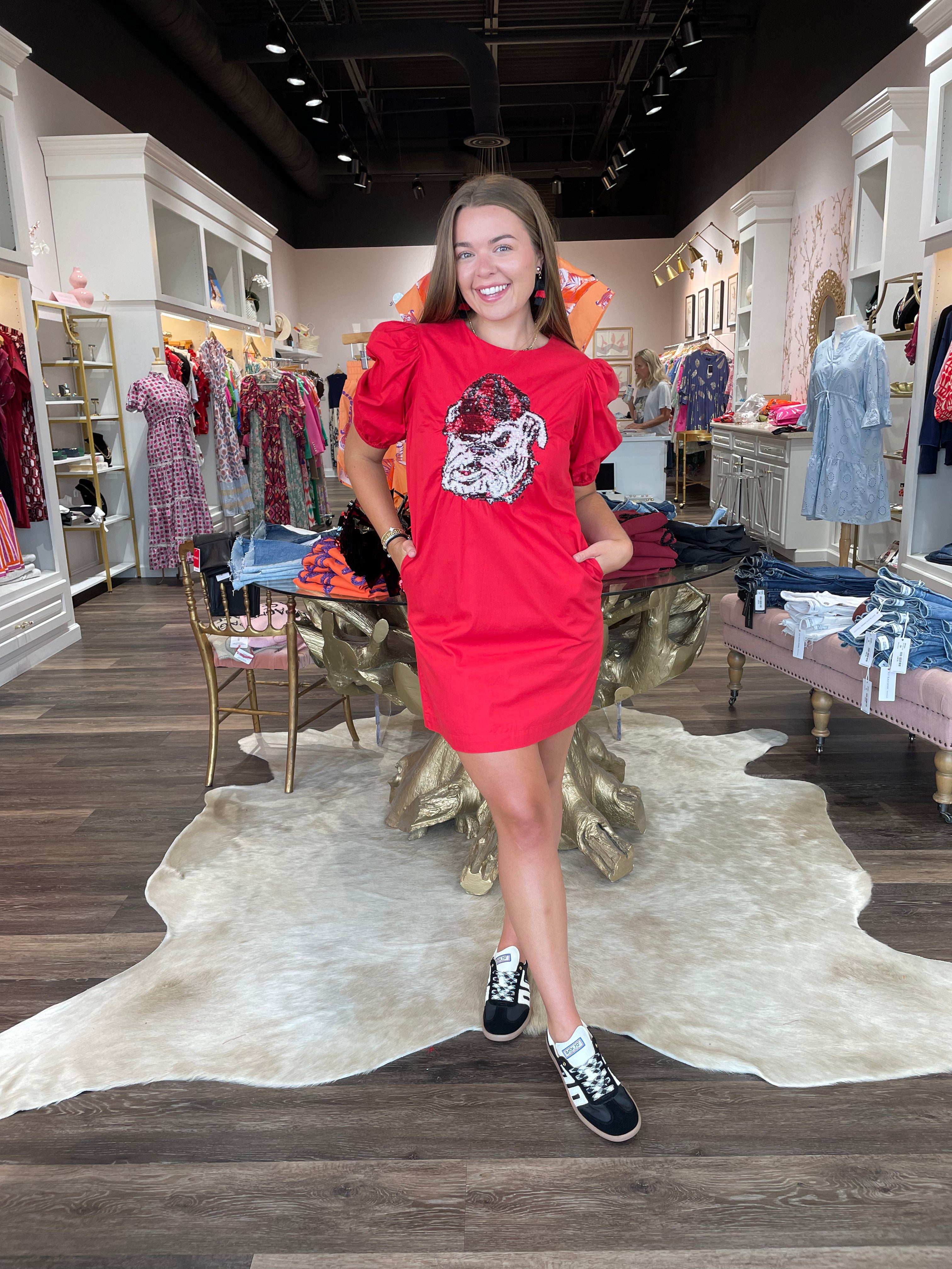 Sequin Puff Sleeve Dress - Georgia