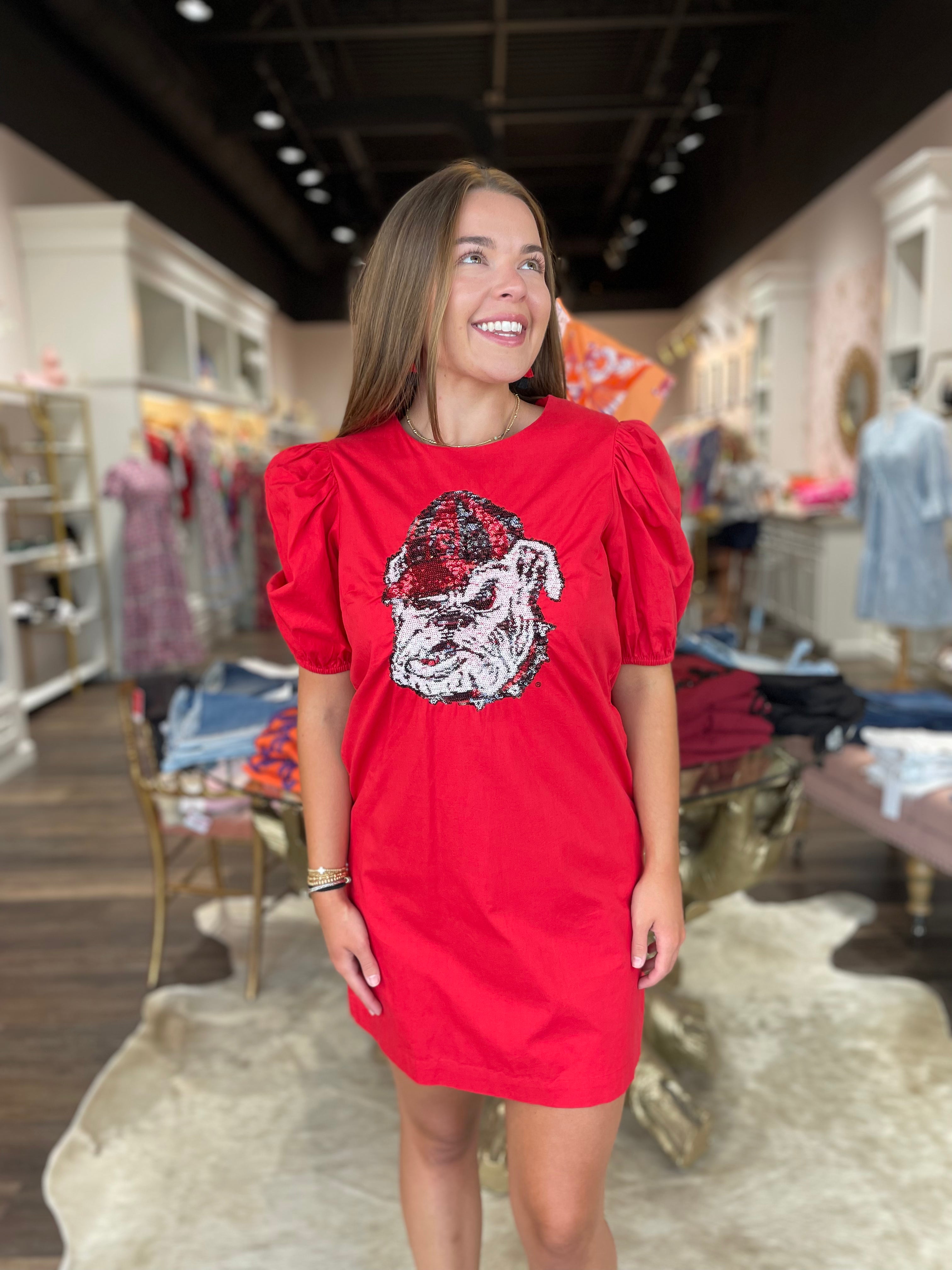 Sequin Puff Sleeve Dress - Georgia