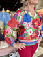 Joy Joy Peasant Bishop Sleeve Top Petal Pop