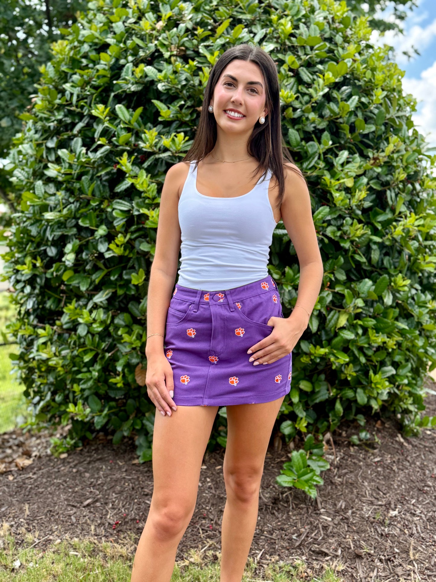 The Tailgate Twill Mini Skirt Clemson