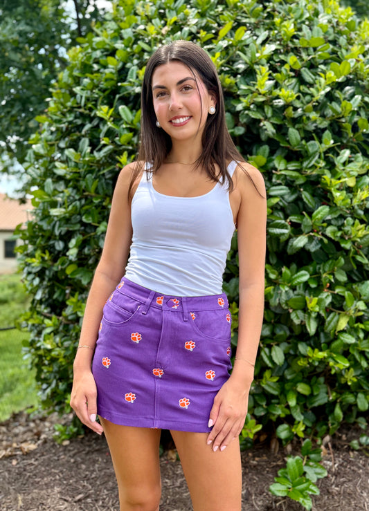 The Tailgate Twill Mini Skirt Clemson