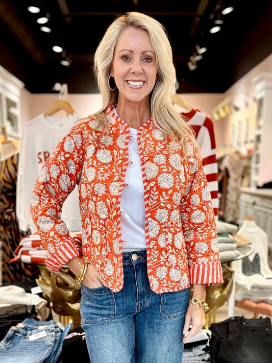 The Charlotte Jacket Orange Floral