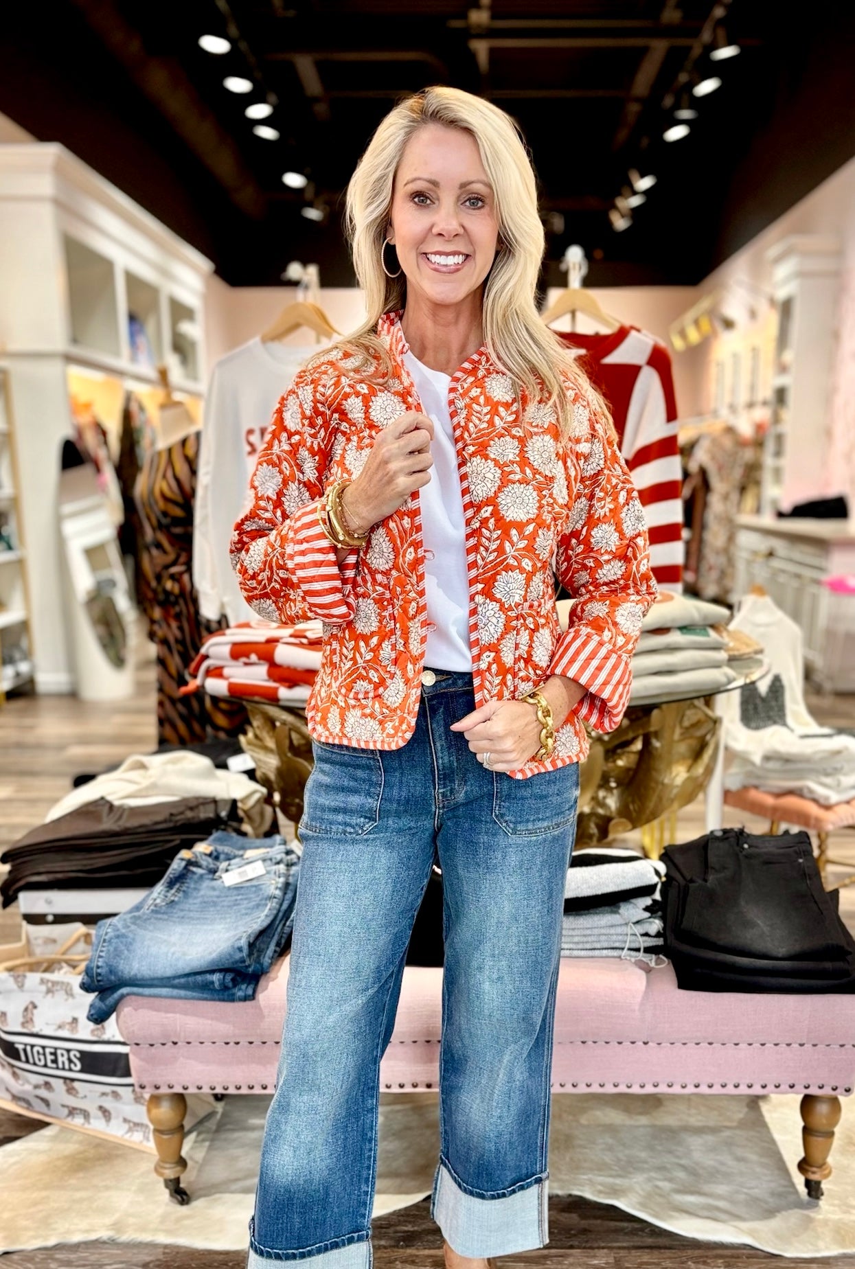 The Charlotte Jacket Orange Floral