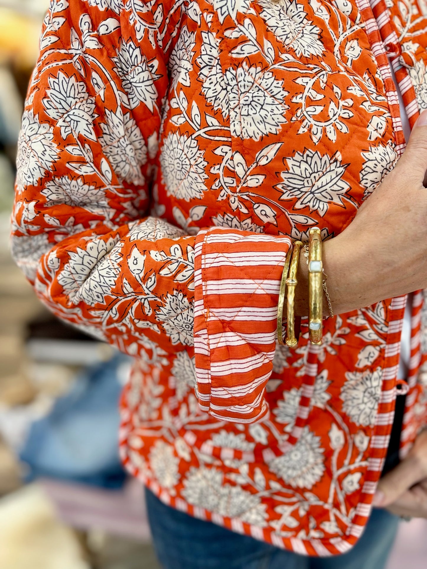 The Charlotte Jacket Orange Floral