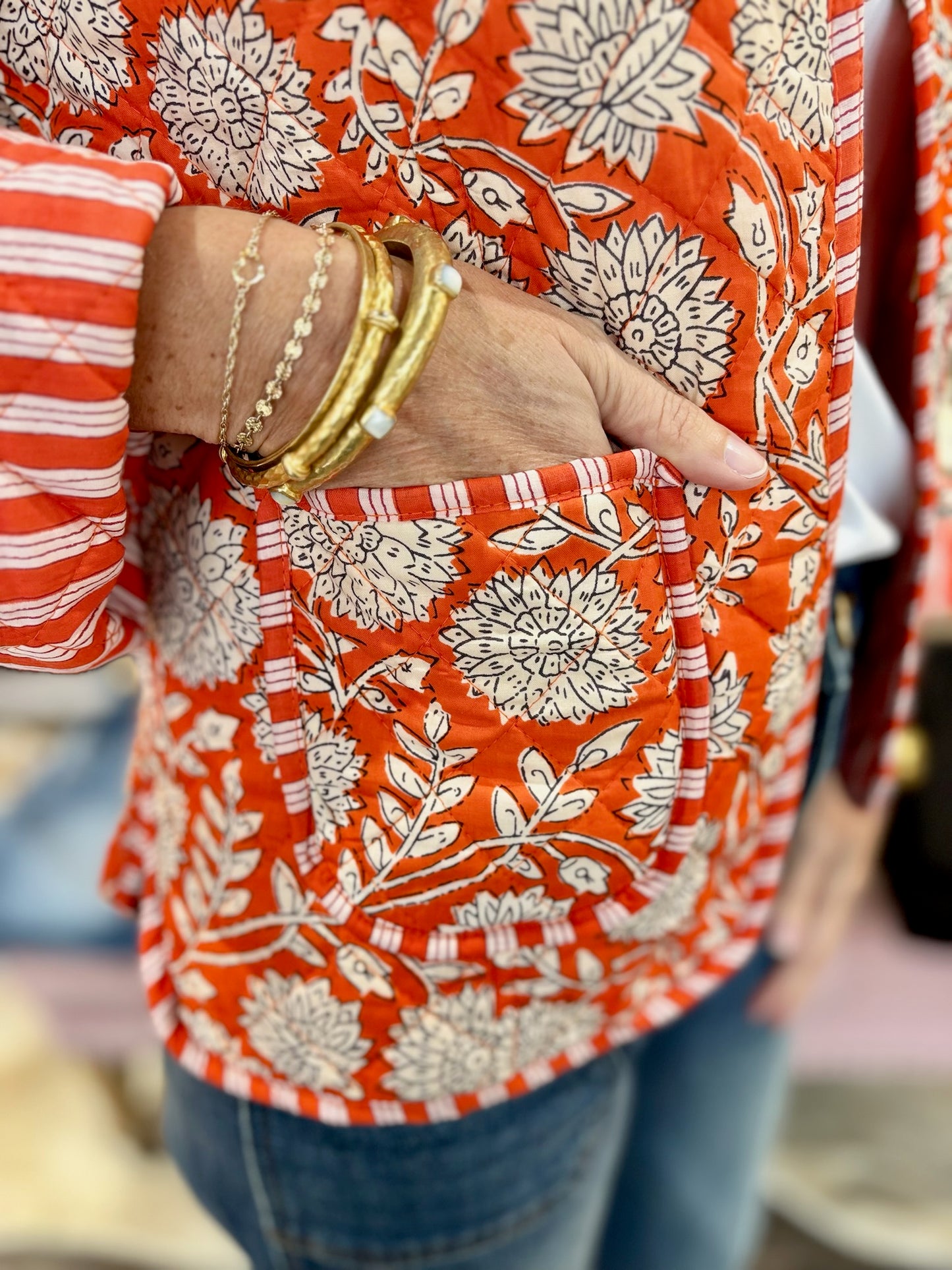 The Charlotte Jacket Orange Floral