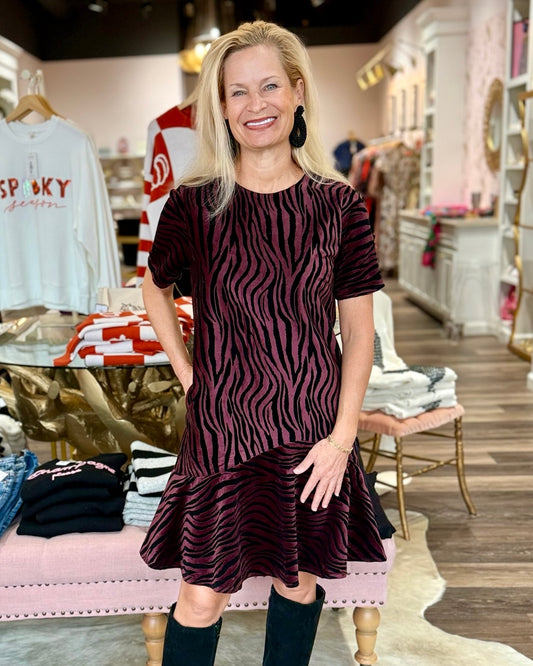 Jade Flounced Hem Dress Rose Wild