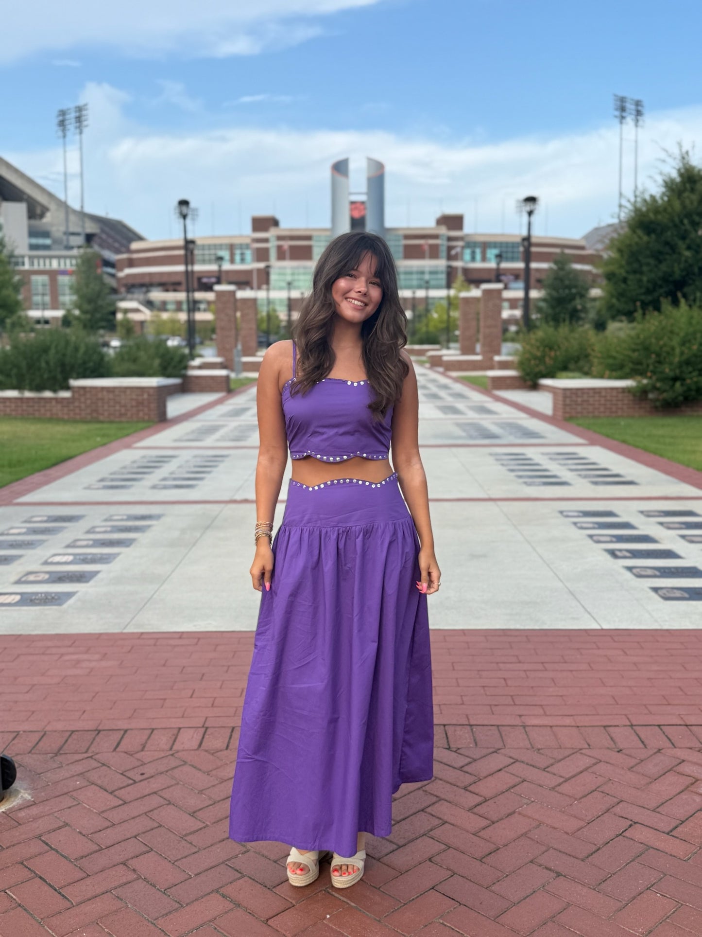 The Lavendar Luxe Studded Skirt Set