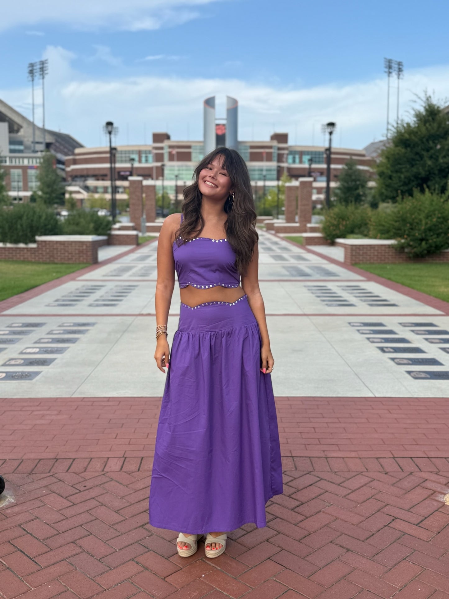 The Lavendar Luxe Studded Skirt Set