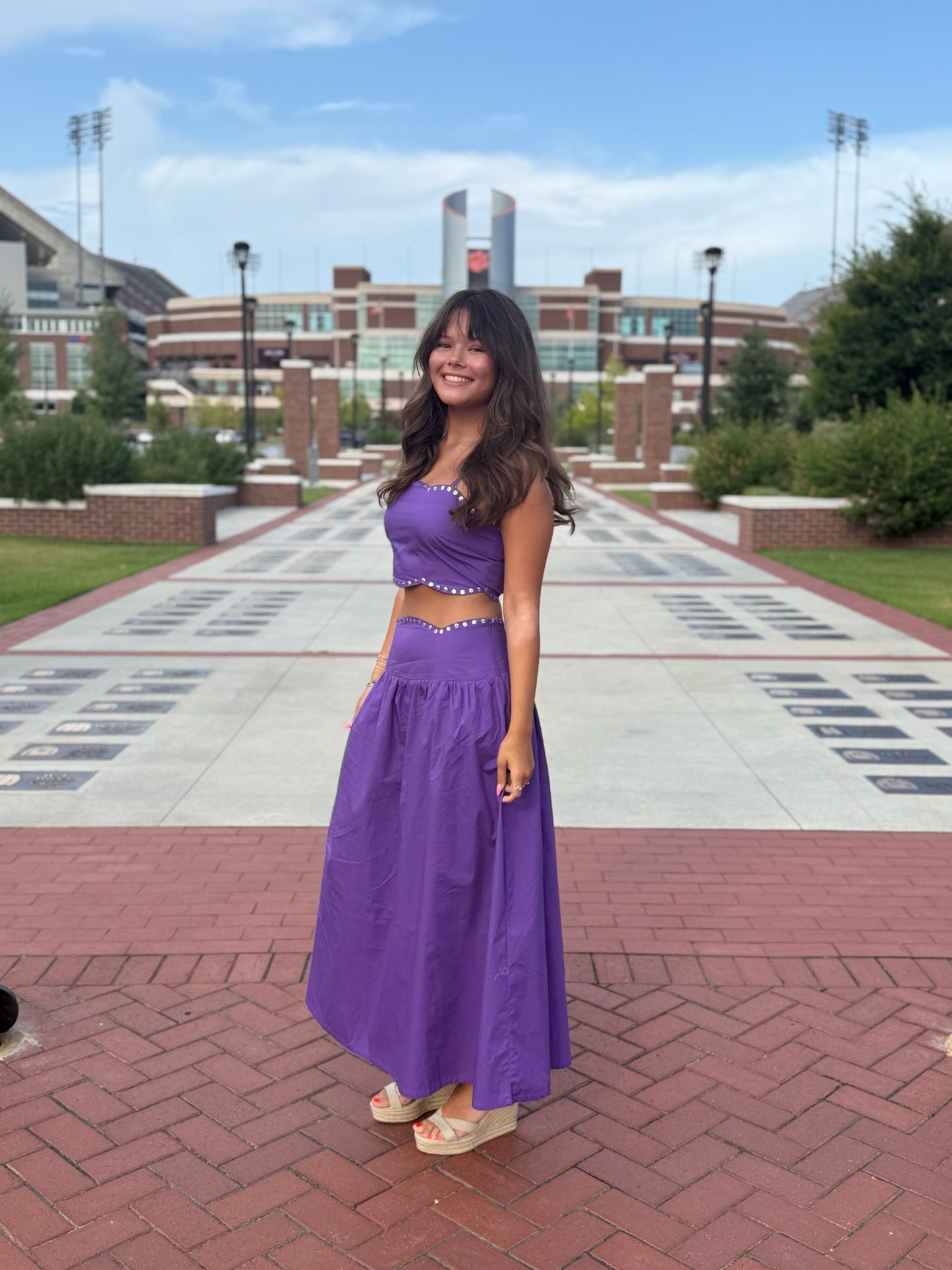 The Lavendar Luxe Studded Skirt Set