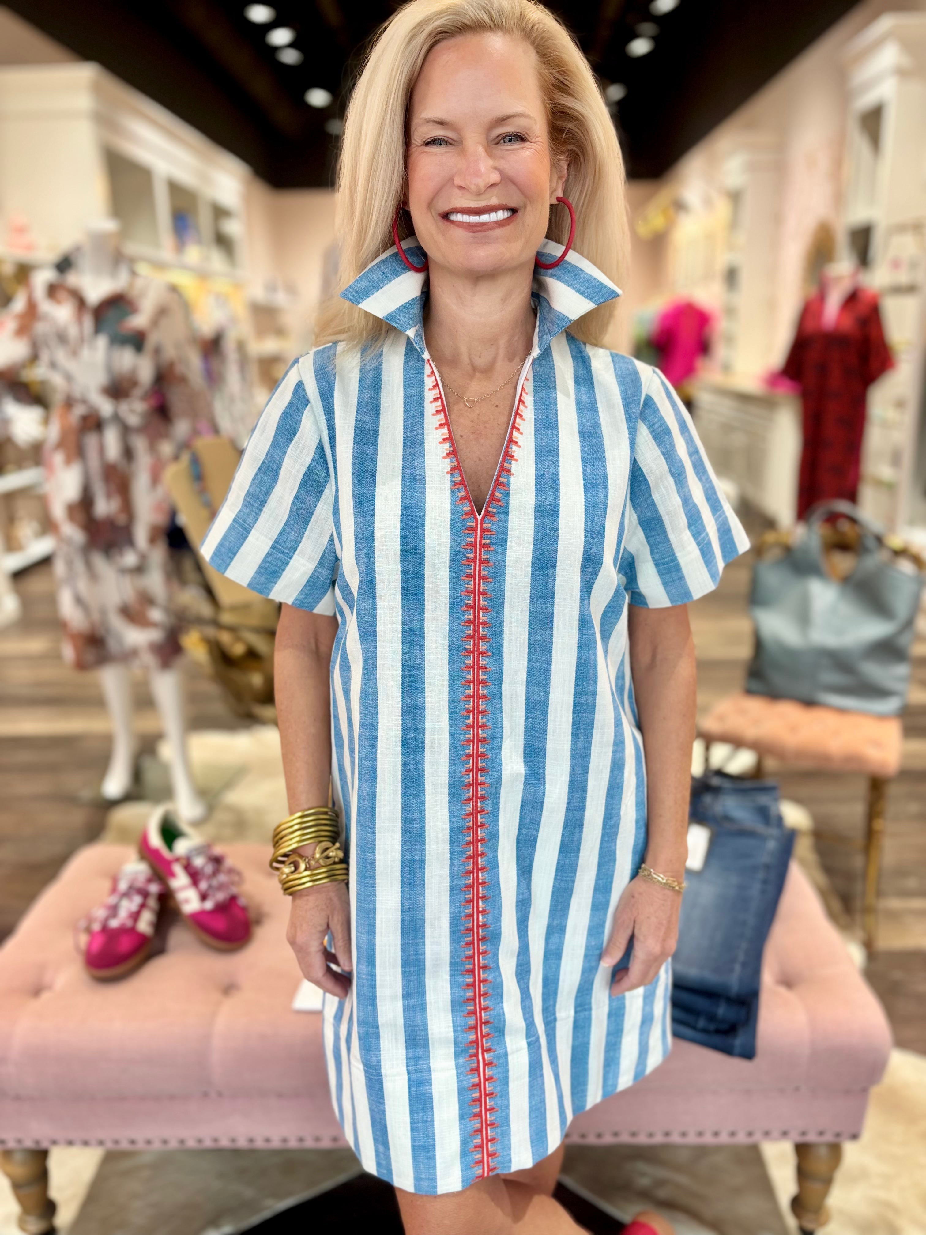 Blue Striped Dress