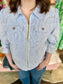 Boho Chic Zippered Swirl Denim Jacket