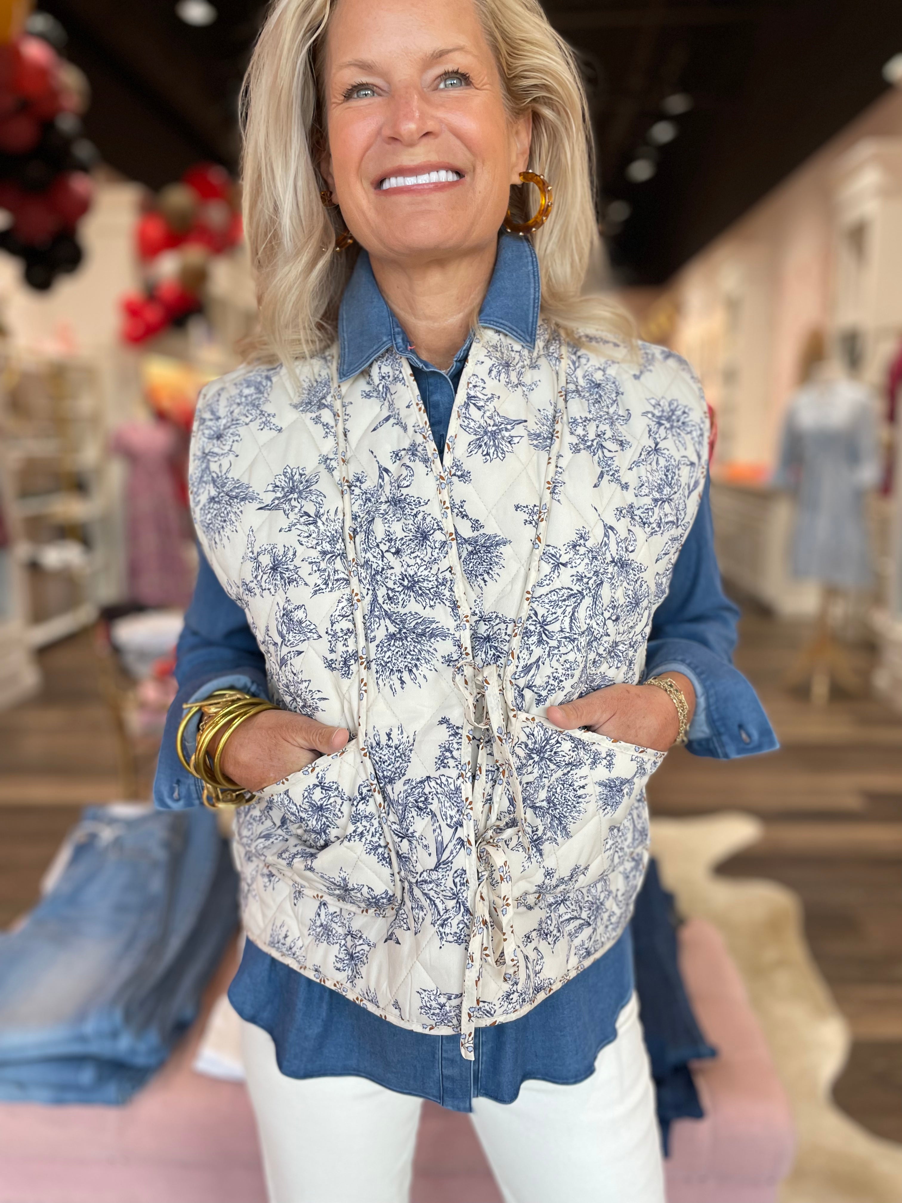 Floral Quilted Vest