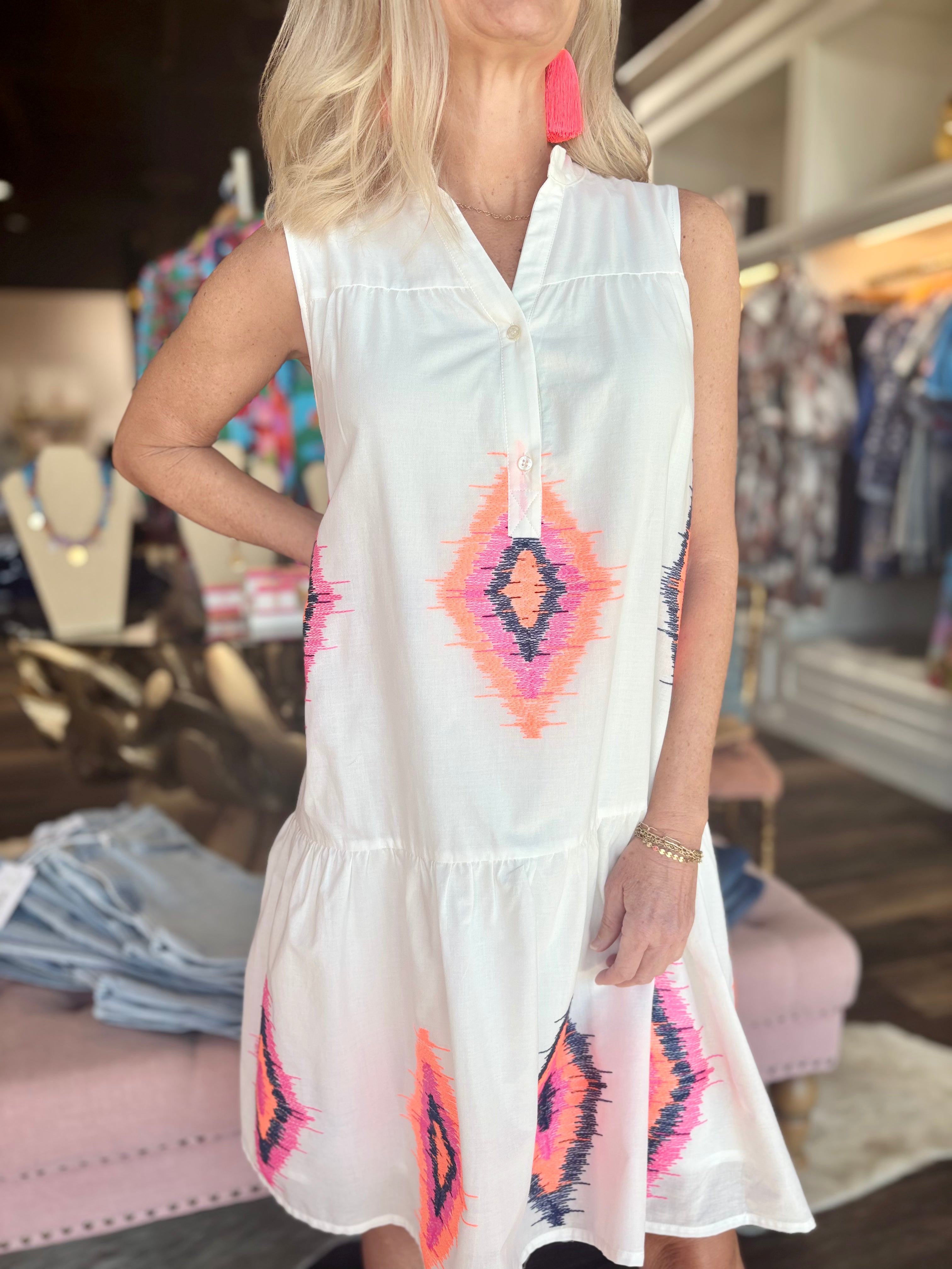 Vilagallo Ikat Sleeveless Dress