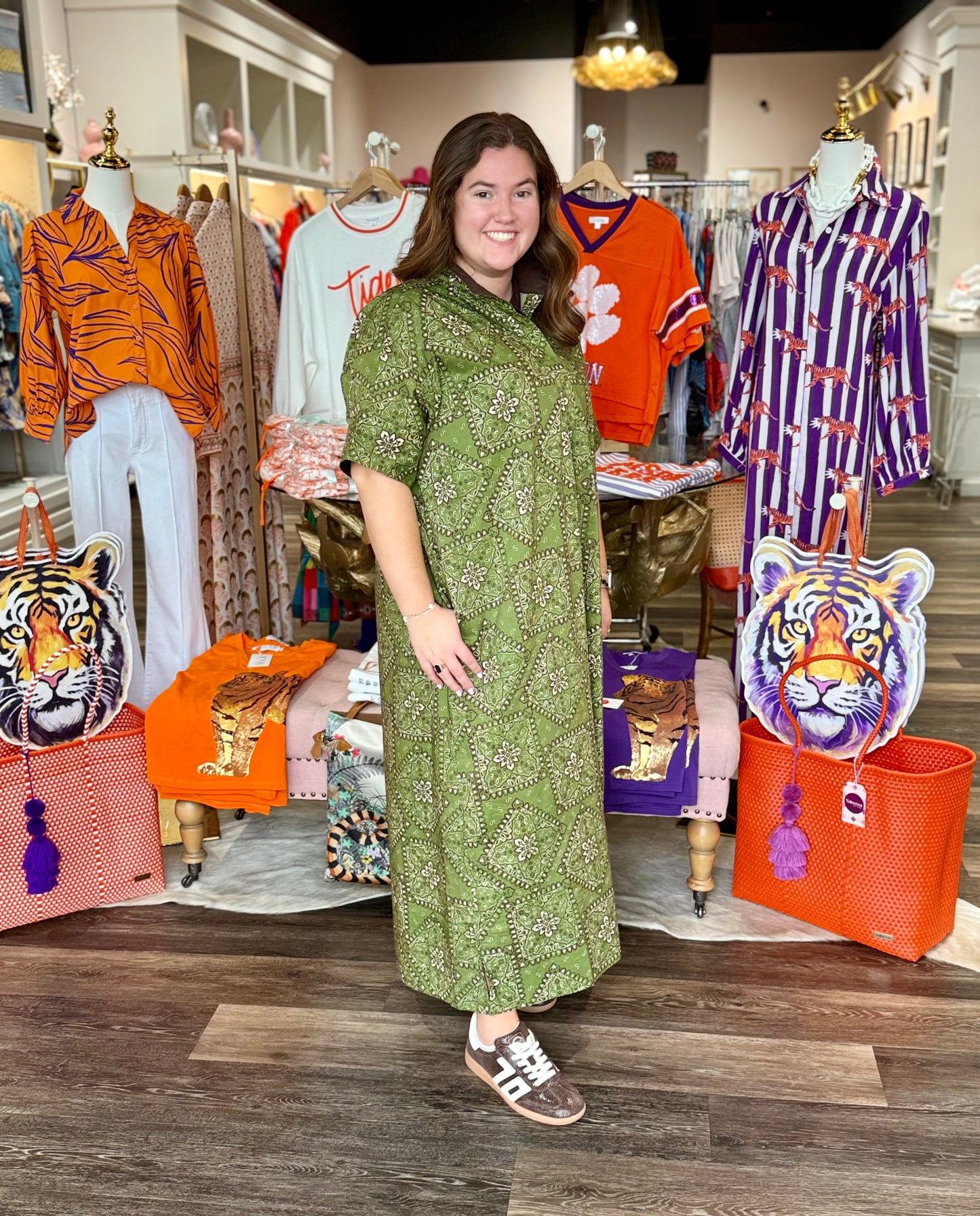Entro Paisley Everyday Maxi Dress Olive