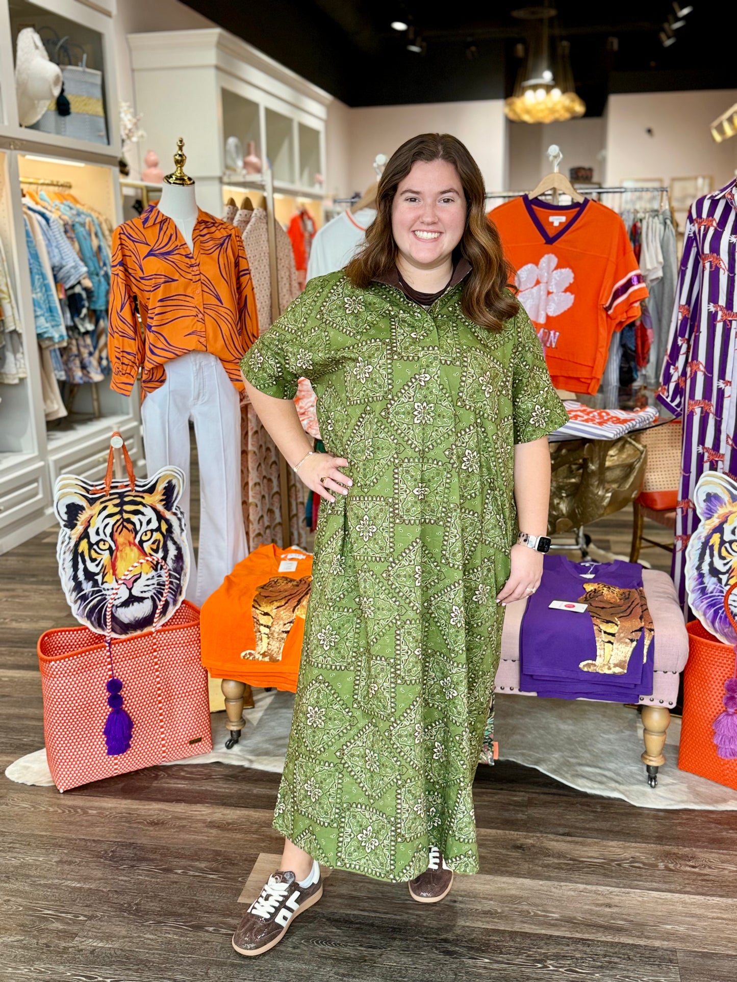 Entro Paisley Everyday Maxi Dress Olive