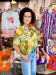 Joy Joy Back Smock Blouse Saffron Scroll