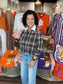 Esqualo Mocha Muse Plaid Top