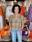 Entro Plaid Puff Sleeve Top