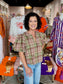 Entro Plaid Puff Sleeve Top