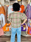 Entro Plaid Puff Sleeve Top