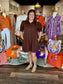 Entro Button Down Mini Dress Brown