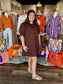 Entro Button Down Mini Dress Brown