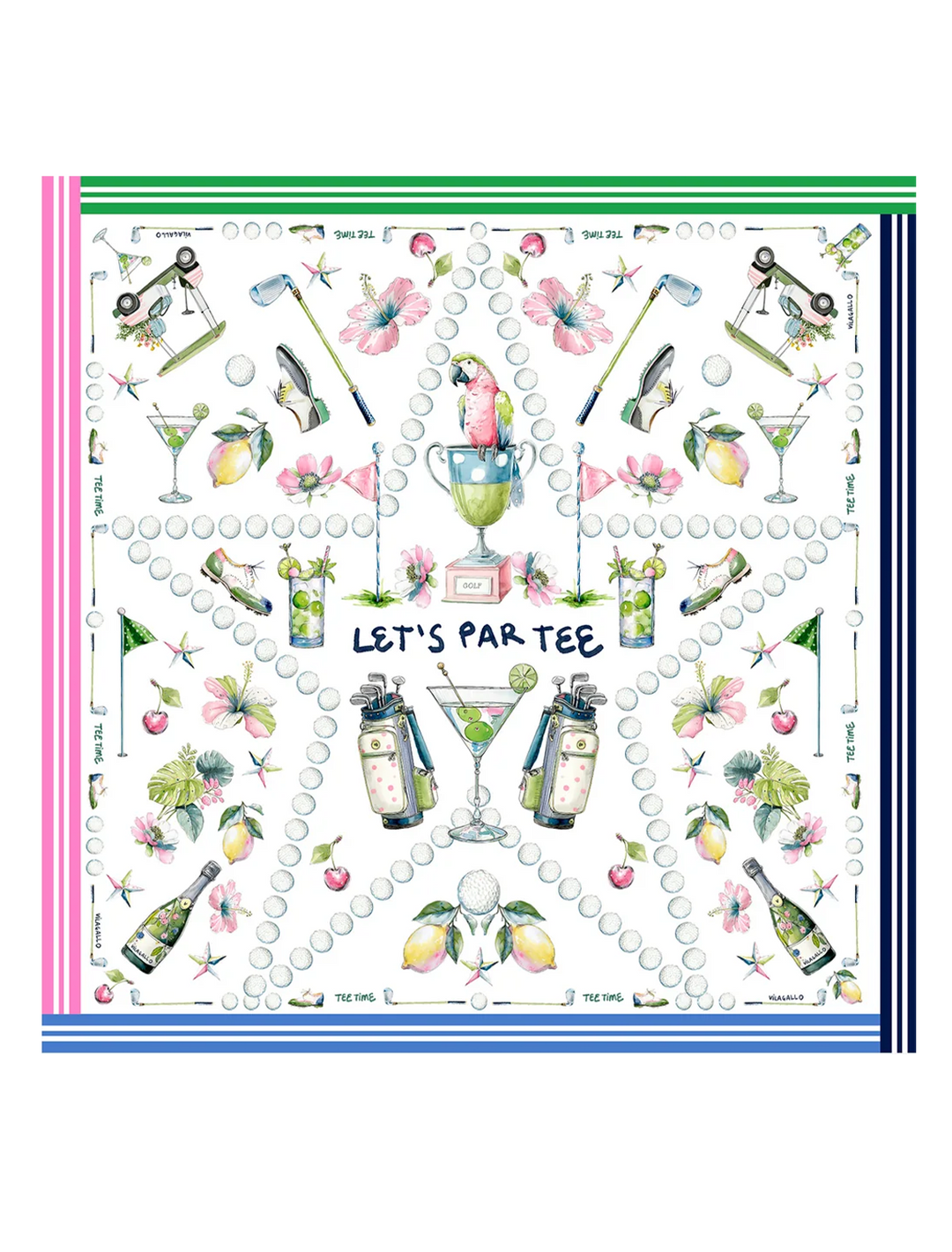Vilagallo Let's Par Tee Multicolor Golf Print Scarf