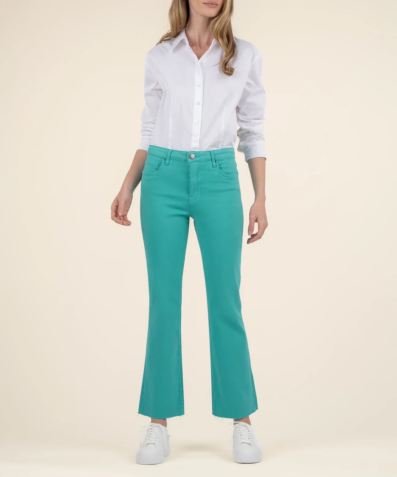 Kut Kelsey High Rise Ankle Flare Turquoise