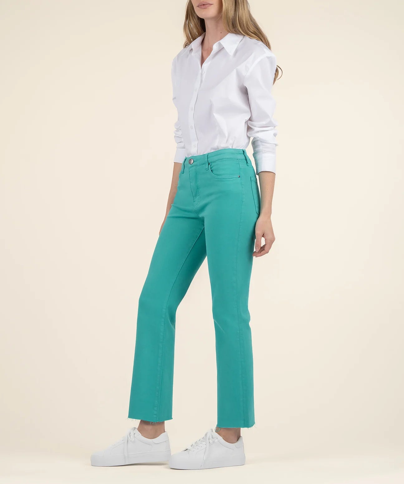 Kut Kelsey High Rise Ankle Flare Turquoise