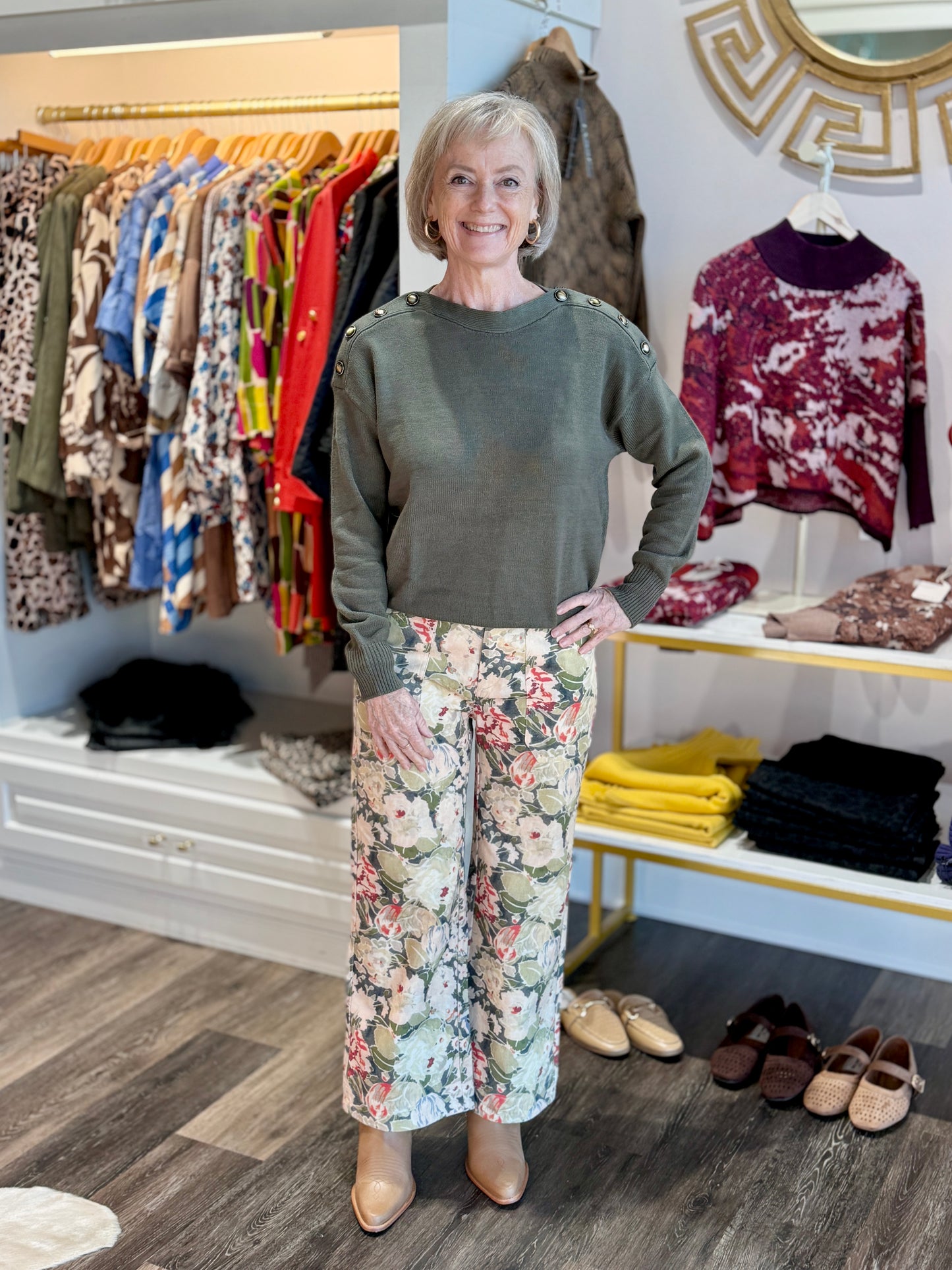 Lysse Adelaide Button Trim Pullover Sweater Mosswood