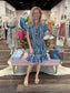 Bindu Poppy Dress Blue Stripes
