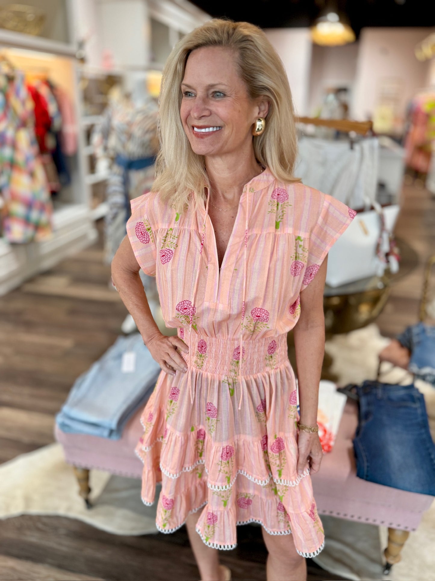Bindu Poppy Dress Peach Marigold