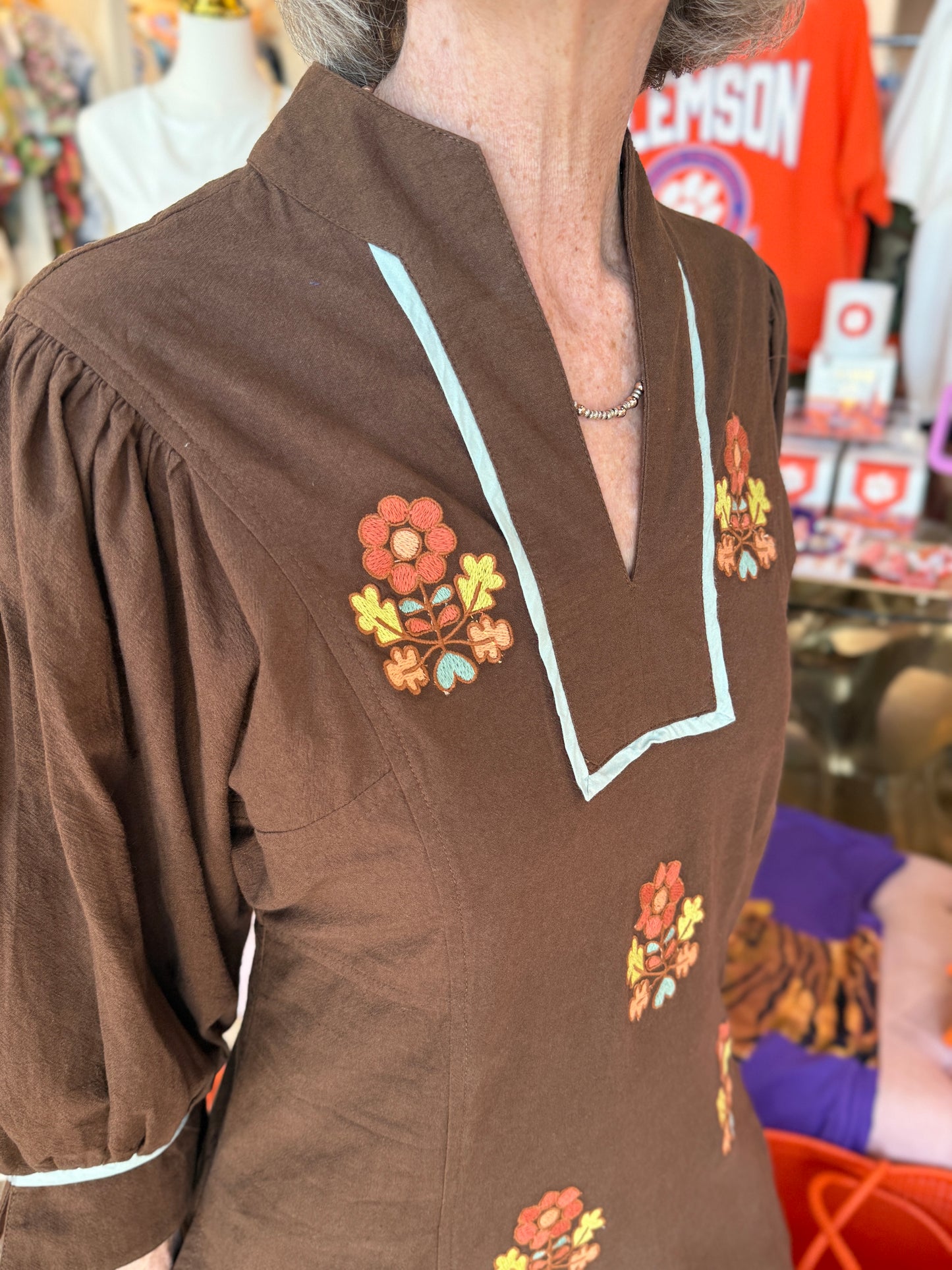 Uncle Frank Kaftan Dress With Folkloric Embroidery