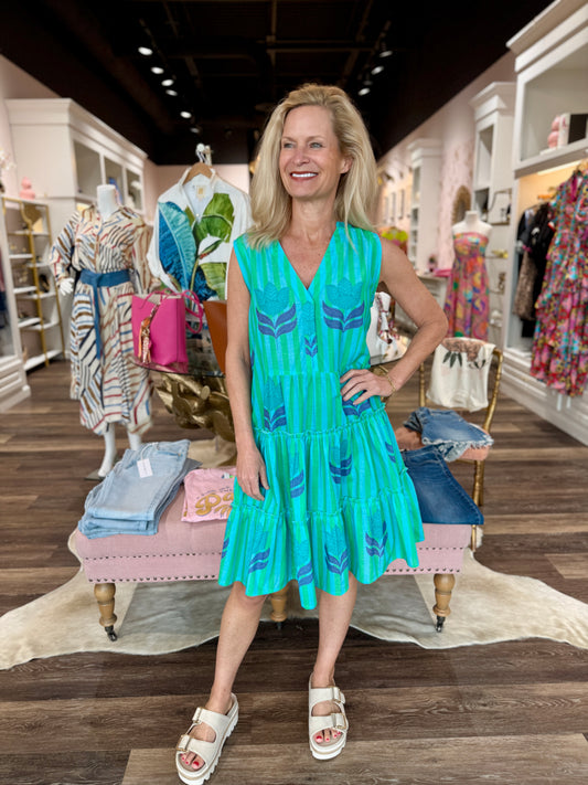 Bindu Virginia Dress Turquoise Tulip