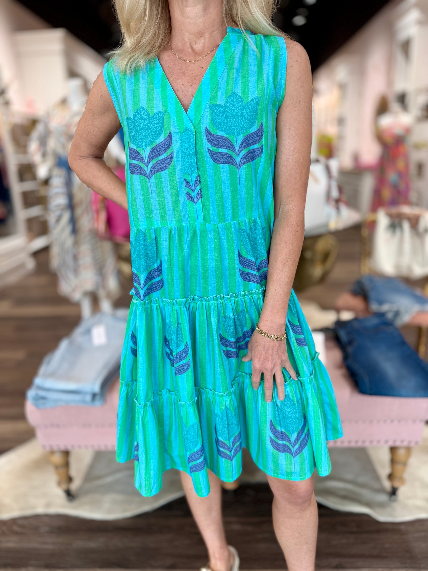 Bindu Virginia Dress Turquoise Tulip