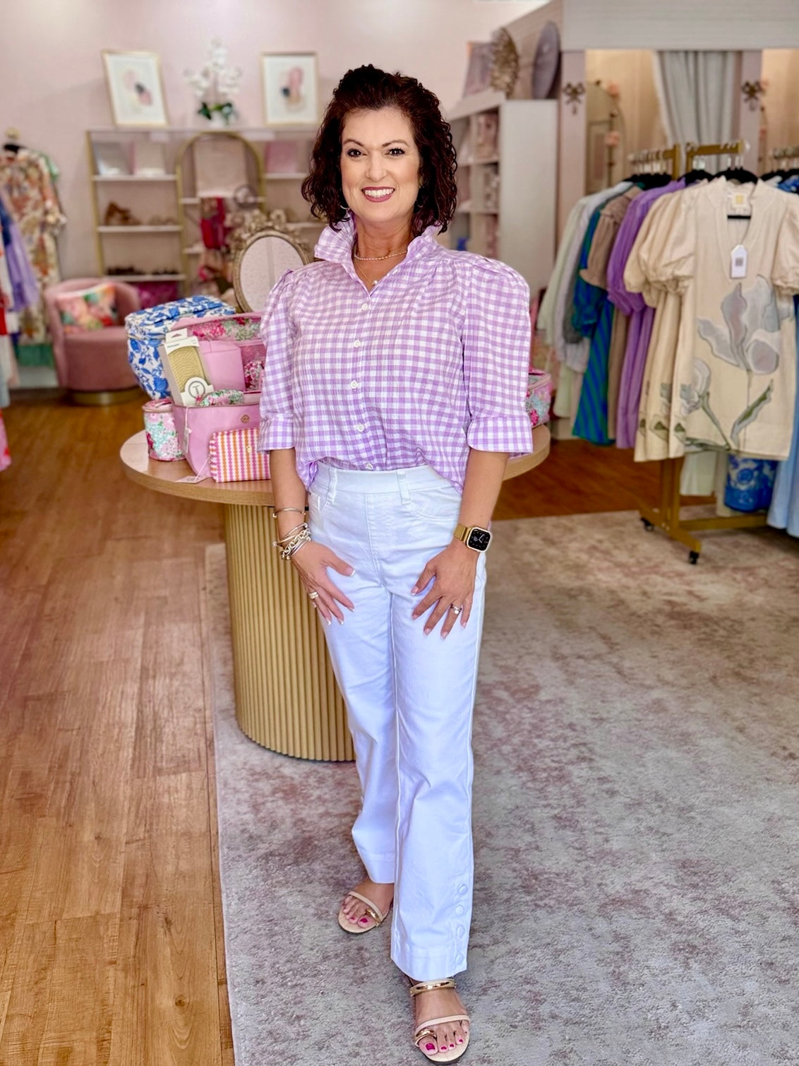 Jodie Violetta Seer Gingham Top