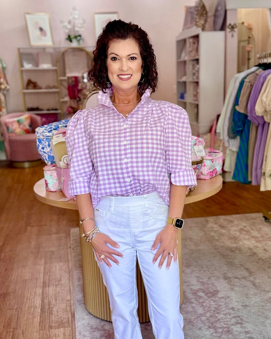 Jodie Violetta Seer Gingham Top